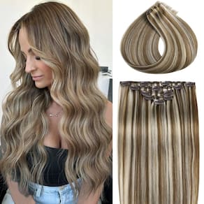 Extensões de cabelo, clipe reto enrugado em 20" 80g, 5 unidades #8 /60