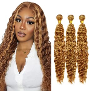 Pacotes de cabelo HuxoWax Color 27 P27/30 Deep Wave 50-60cm