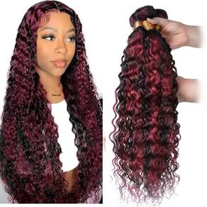 Pacotes de cabelo Vinmdonm 99J Wine Red Deep Wave 50 55 60 cm 3 pacotes