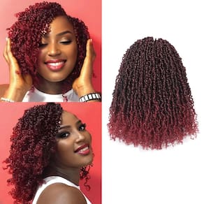 Crochet Hair GIX Yanky Twist, 10 polegadas, 8 pacotes, Ombre, Borgonha