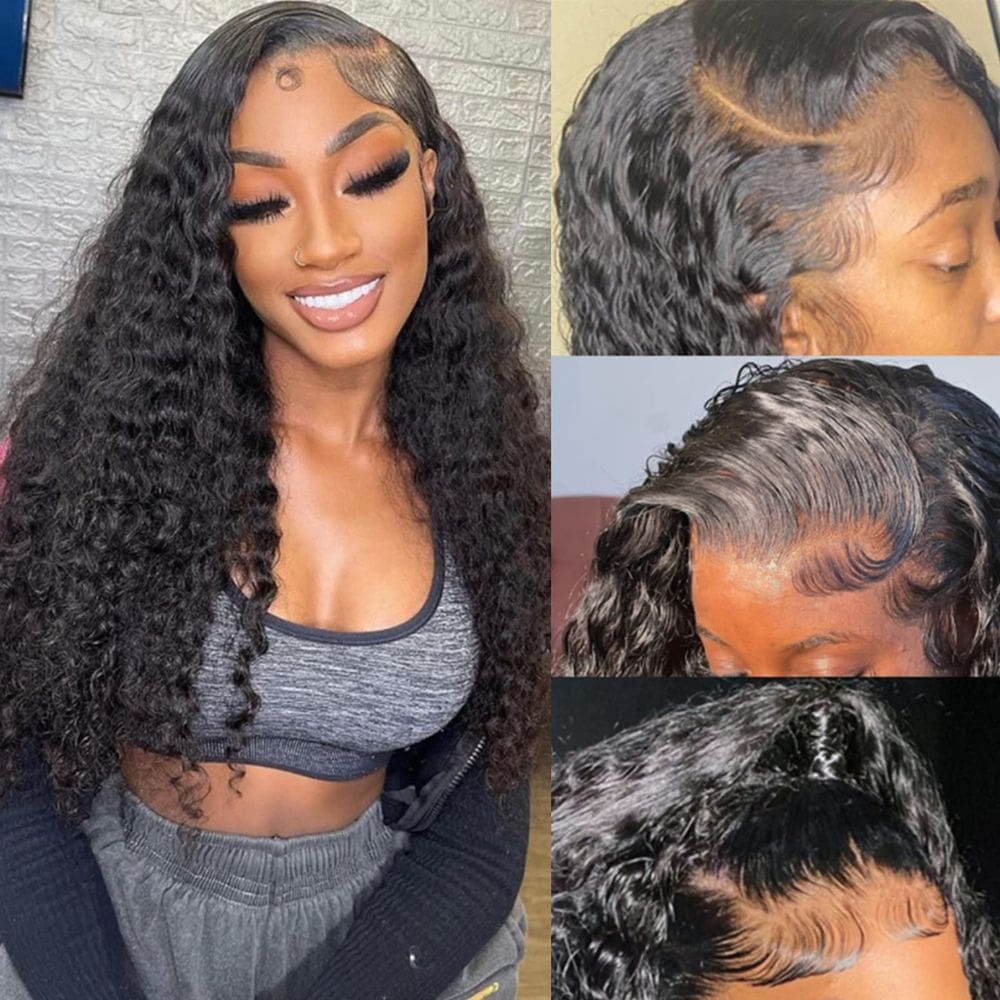 Perucas frontais de renda Muzkala Deep Wave 13x6 Cabelo humano 180% de densidade