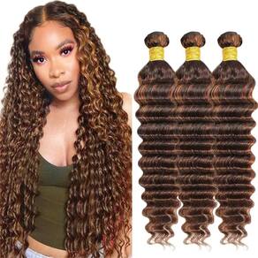 Pacotes de cabelo ZevPiul Deep Wave Dark Brown 35-45cm 300g 8A