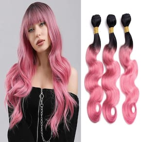 Pacotes de cabelo Yuksoocosh 1B/Pink Body Wave 35 40 45 cm 300g
