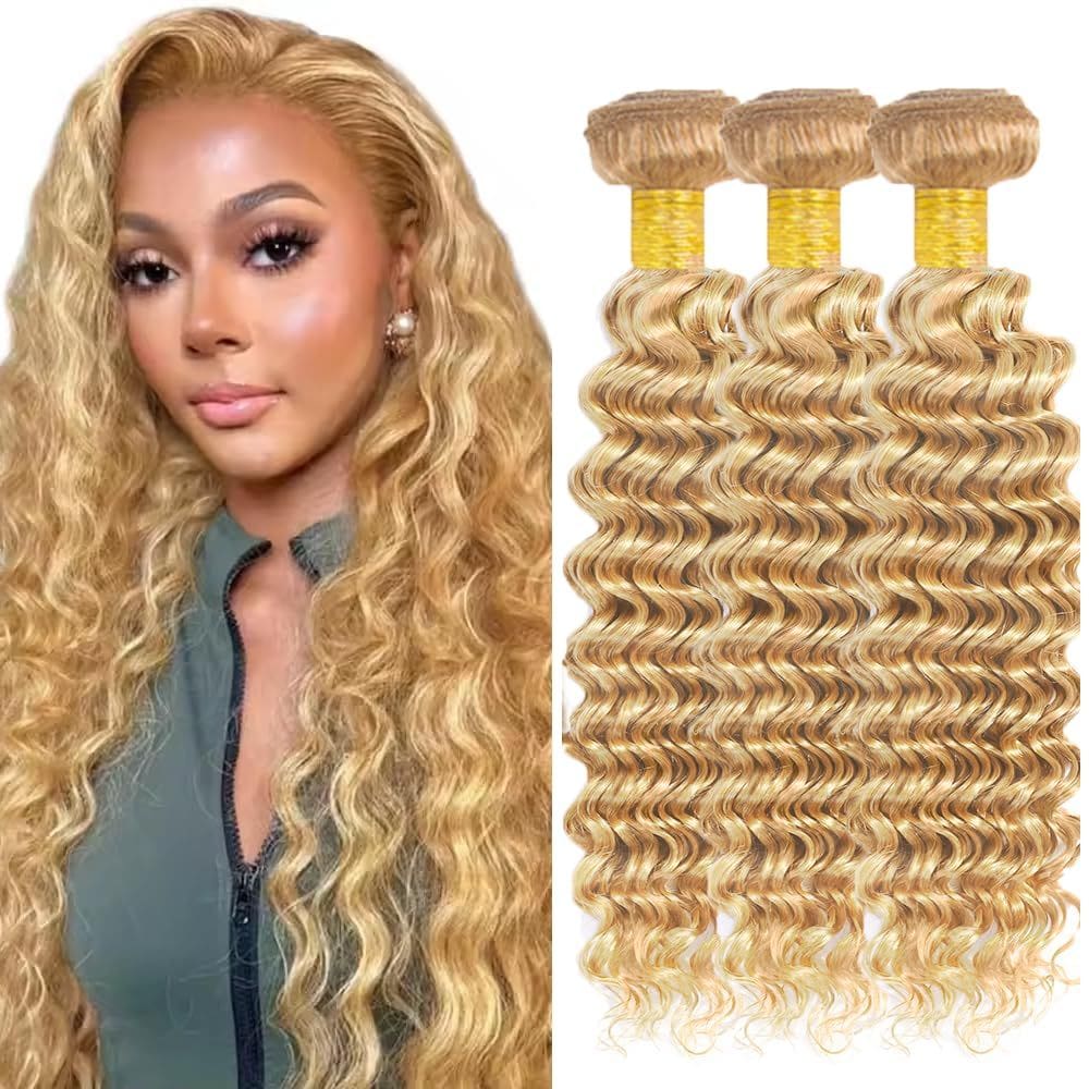 Pacotes de cabelo WuvusNM 27/613 Blonde Kinky Curly 14 16 18