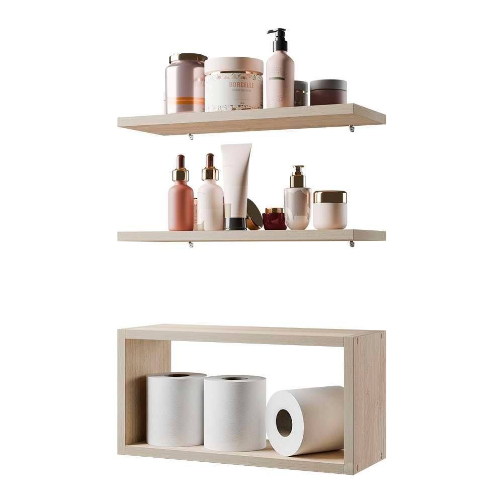 Kit Prateleira Nicho Bruges para Banheiro Carvalho 40 x 12cm