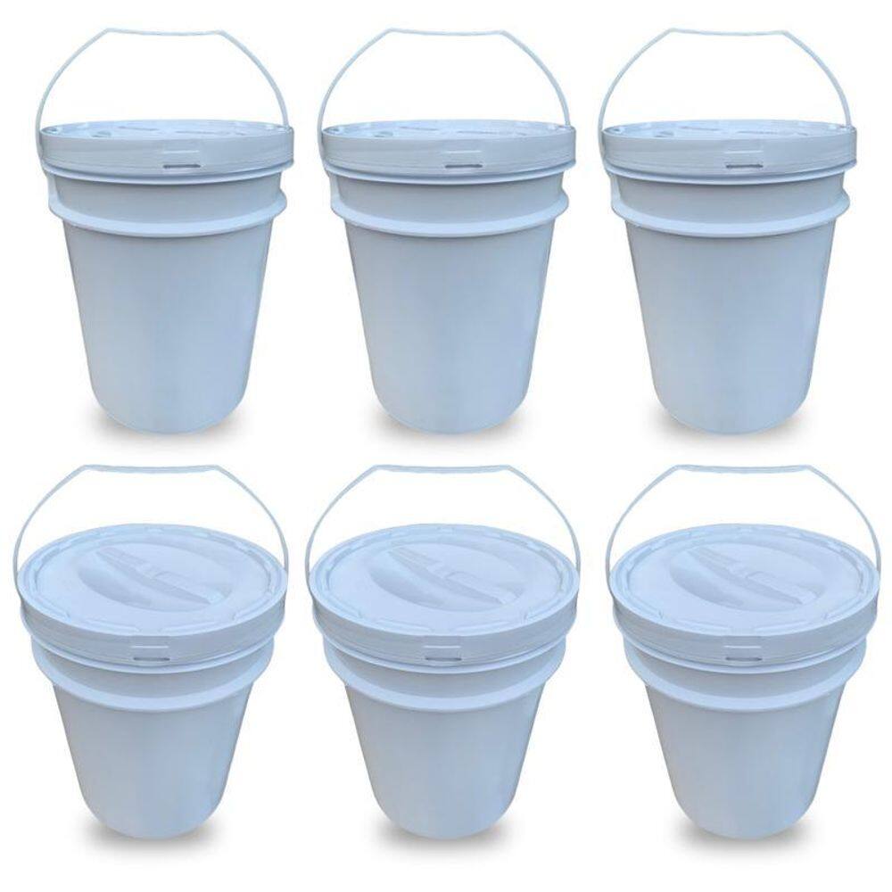 Balde Para Pintura 20 L E Tampa Rosca - Kit 6 Pçs