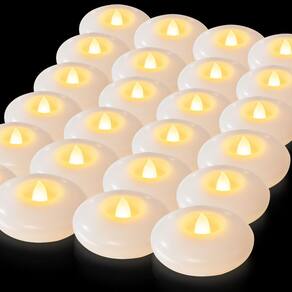 Velas flutuantes LED sem chama de 7,62 cm brancas à prova d`água (48)