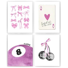 Conjunto de impressões de arte de parede okaxscm Coquette Preppy Purple 20x25cm