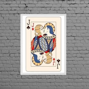Quadro Carta De Baralho Gay 45X34Cm Com Vidro Moldura Branca
