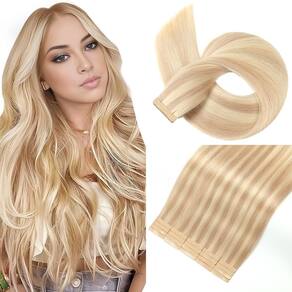 Fita adesiva em extensões de cabelo YNSNR 40 cm 20 unidades de cabelo humano
