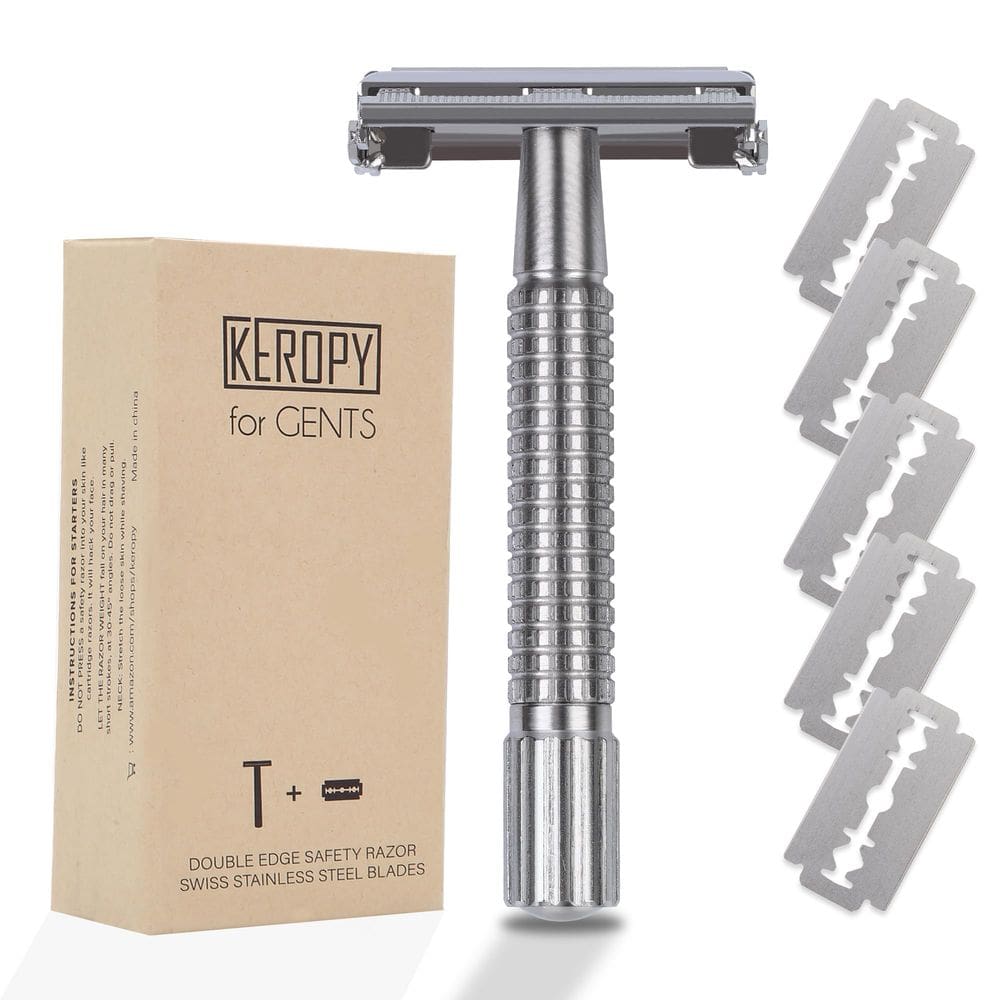 Lâmina única de barbear Keropy Double Edge para homens/mulheres