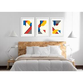 Kit 3 Quadros Grandes Abstratos Cores Quentes 60X48Cm