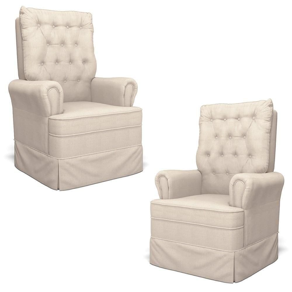 Kit 02 Poltronas De Amamentação E Descanso Com Balanço Laís G05 Linho Creme - Mpozenato