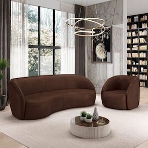 Conjunto Sofá Sala De Estar Bipartido 318cm E Poltrona Clarke Pu Marrom Manchado G45 - Gran Belo