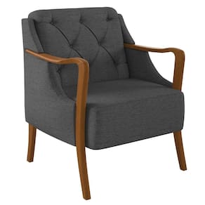 Kit 2 Poltronas Decorativas Para Sala De Estar Capitonê Lapa M22 Linho Cinza Escuro - Mpozenato