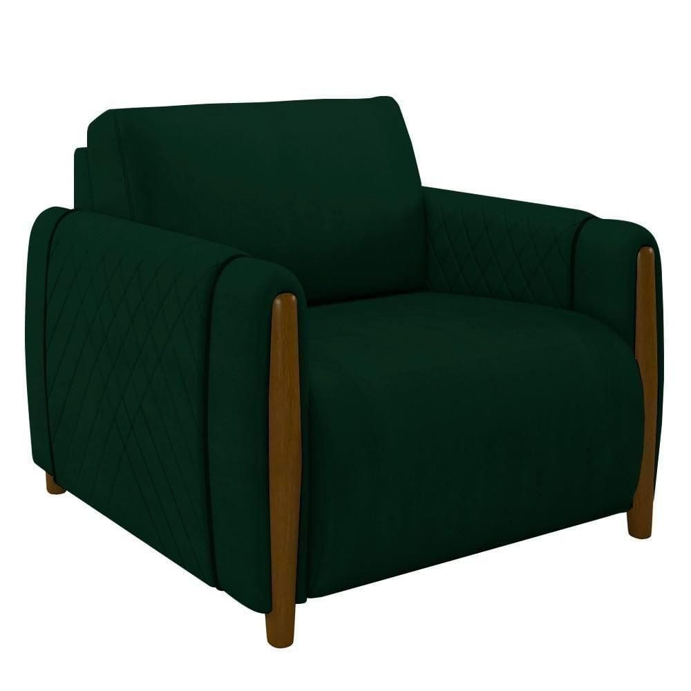 Poltrona Decorativa Para Sala De Estar 98cm Amaranto M22 Veludo Verde - Mpozenato