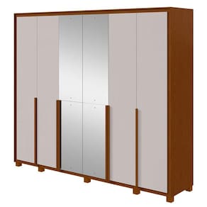 Guarda Roupa Casal Imperatore 6 Portas Frassino Off White com Kit Sapateira e Espelho com Pés - Lopas