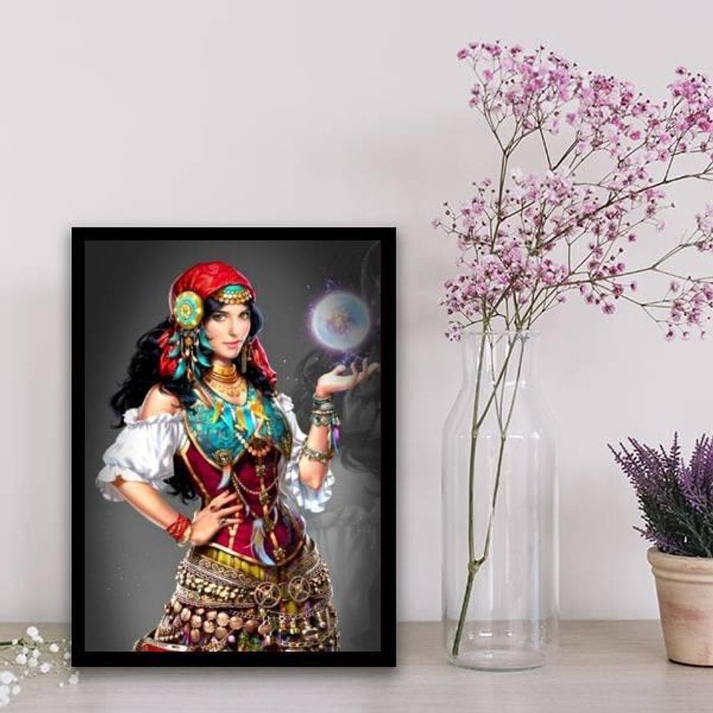 Quadro Decorativo Cigana Vidente 33X24Cm Preta