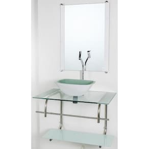 Gabinete De Vidro Banheiro Inox 70Cm Cuba Quadrada Cqp Bco