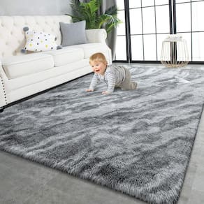 Tapete Area TWINNIS Super Soft Shaggy 120x180cm Cinza Preto