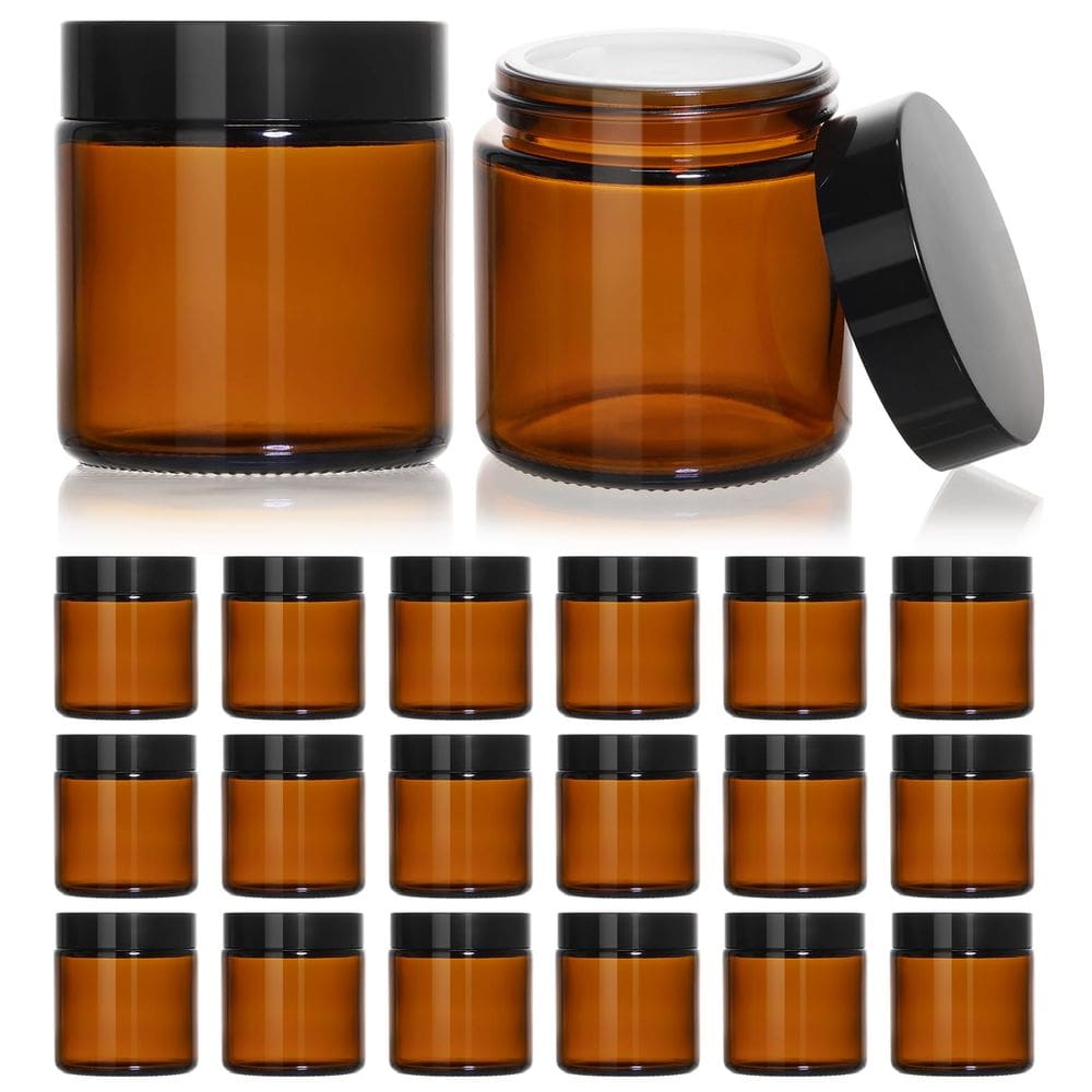 Frascos de vidro KEYWING 120 mL com tampas pretas âmbar, 18 pacotes