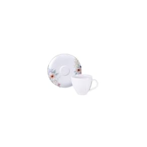 Conjunto Xícara E Pires De Café Tramontina Floratta Em Porcelana Decorada 100 Ml 2 Peças