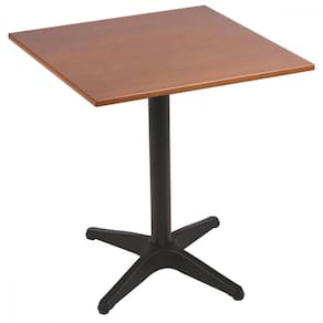 Mesa Quadrada Tramontina Piazza Em Madeira Tauari Amêndoa Com Base De Alumínio Preta 60 Cm