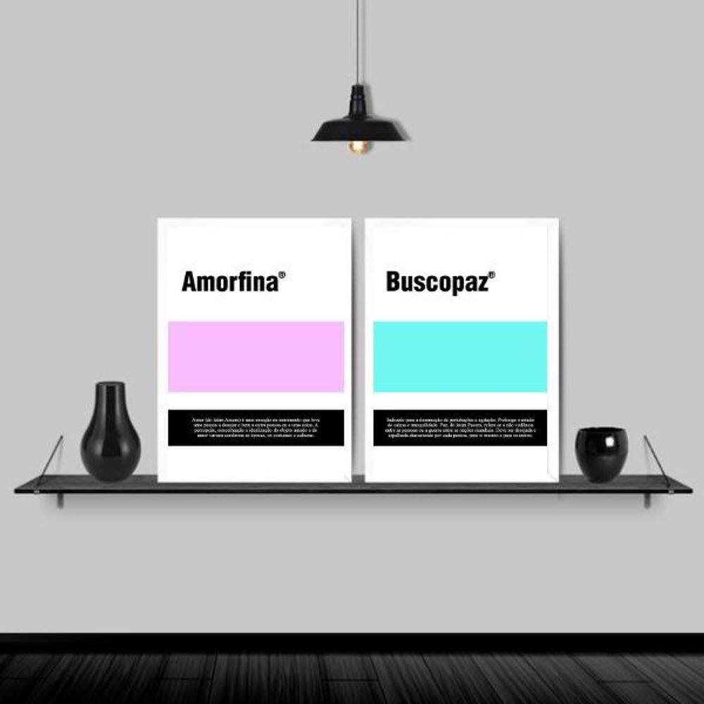 Kit 2 Quadros Remédios Amorfina E Buscopaz 33X24Cm Branca