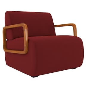 Poltrona Decorativa Orgânica Para Sala Belarus K04 Veludo Vermelho - Mpozenato