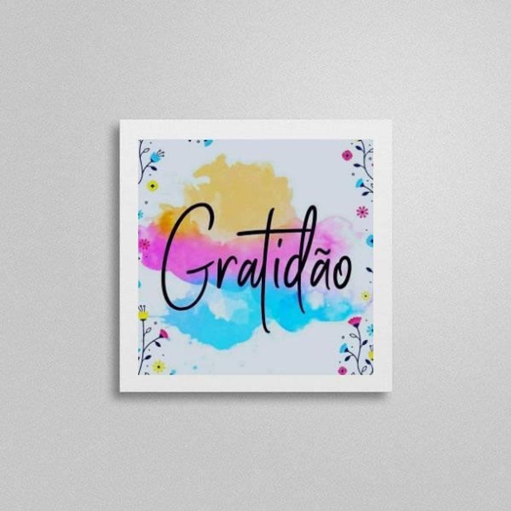 Quadro Quadrado Colorido Gratidão 20X20Cm