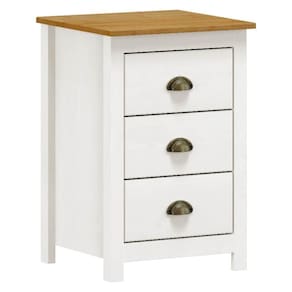 Mesa De Cabeceira 3 Gavetas 46cm Estilo Americano Lázio F07 Branco/carvalho - Mpozenato