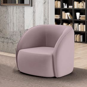 Poltrona Decorativa Sala De Estar Clarke Veludo Rosê G45 - Gran Belo