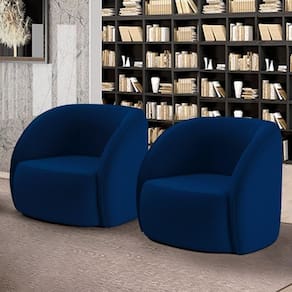 Kit 2 Poltronas Decorativas Sala De Estar Clarke Veludo Azul G45 - Gran Belo