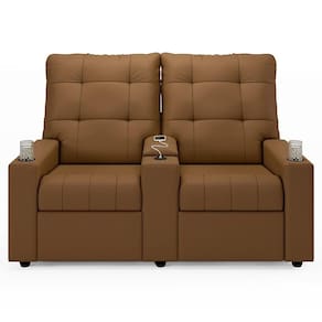 Poltrona De Cinema Reclinável 2 Lugares Baú Usb Mallie Fh9 Pu Caramelo - Mpozenato