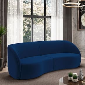 Sofá Decorativo Sala De Estar Bipartido 288cm Clarke Veludo Azul G45 - Gran Belo