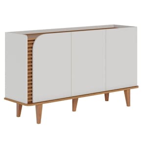 Balcão Aparador Buffet 3 Portas 136cm Madrid C05 Off White Matte/freijó - Mpozenato