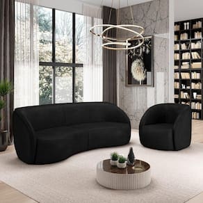 Conjunto Sofá Sala De Estar Bipartido 240cm E Poltrona Clarke Pu Preto Manchado G45 - Gran Belo