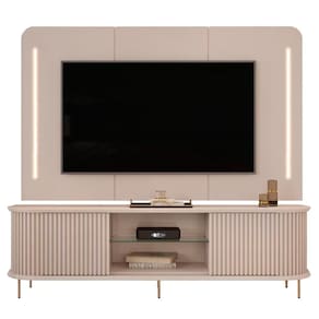 Painel Para 75 Pol E Rack Bancada Ripado 218cm World D04 Off White - Mpozenato