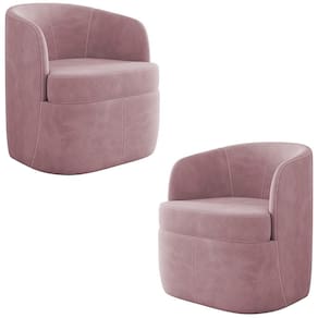 Kit 2 Poltronas Giratória Decorativa Para Sala Dandara K04 Veludo Rosê - Mpozenato