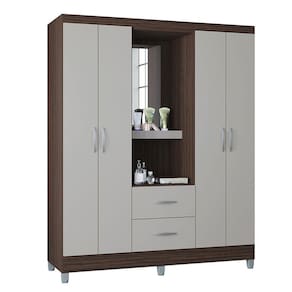 Guarda Roupa Cordoba 4 Portas 2 Gavetas Poquema Chocolate/offwhite