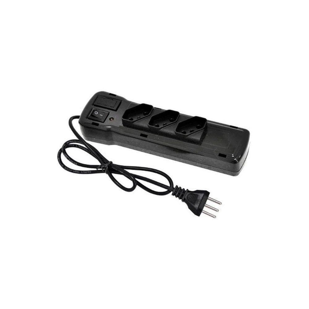 Filtro De Linha Plastico Preto - Fiolux 3 Tomadas