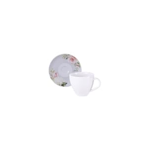 Conjunto Xícara E Pires De Café Tramontina Ornatta Em Porcelana Decorada 100 Ml 2 Peças