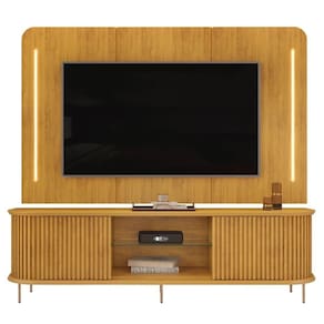 Painel Para 75 Pol E Rack Bancada Ripado 218cm World D04 Cedro - Mpozenato