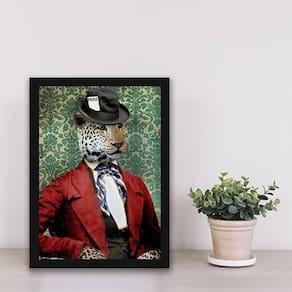 Quadro Dona Tigresa 24X18Cm - Com Vidro - Madeira Preta