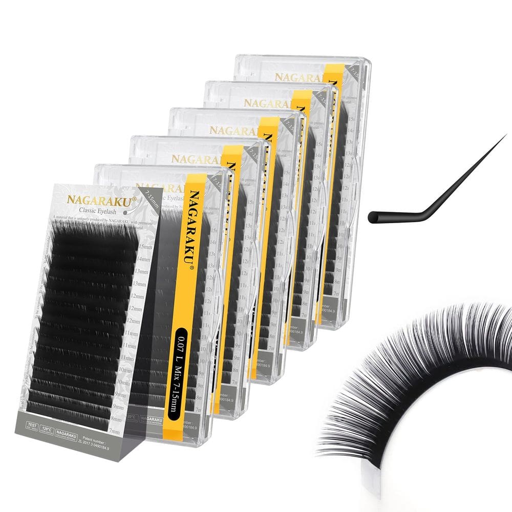 Extensões de cílios NAGARAKU Cílios individuais 7-15 mm 0,07 mm