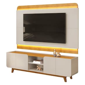 Painel Para 75 Pol E Rack Bancada Com Led 220cm Collie D04 Cedro/bali - Mpozenato