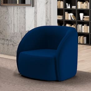 Poltrona Decorativa Sala De Estar Clarke Veludo Azul G45 - Gran Belo