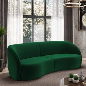 Sofá Decorativo Sala De Estar Bipartido 318cm Clarke Veludo Verde G45 - Gran Belo