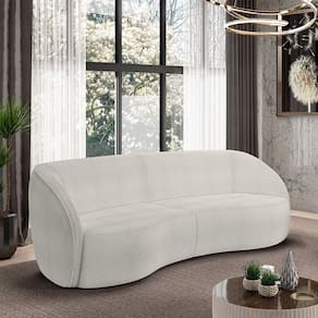 Sofá Decorativo Sala De Estar Bipartido 240cm Clarke Bouclê Offwhite G45 - Gran Belo