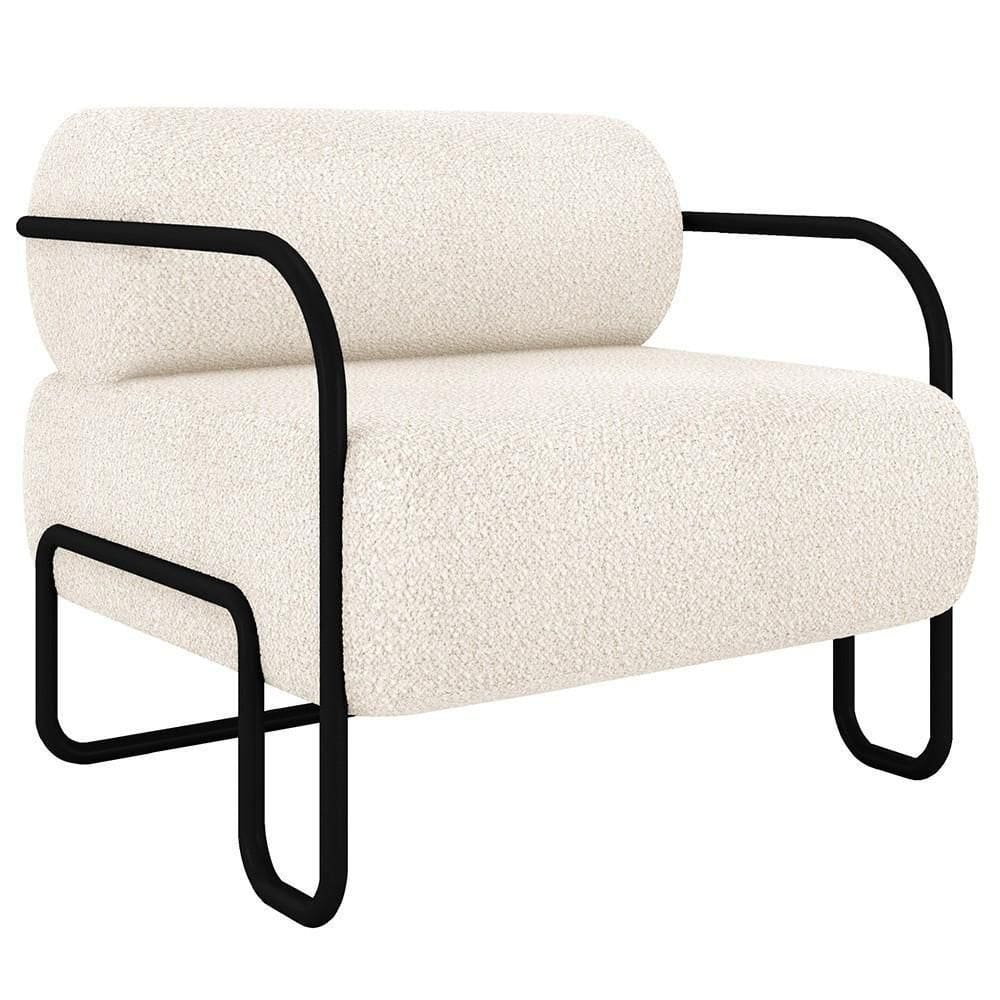 Poltrona Decorativa Para Sala Industrial Kira K04 Bouclê Bege - Mpozenato